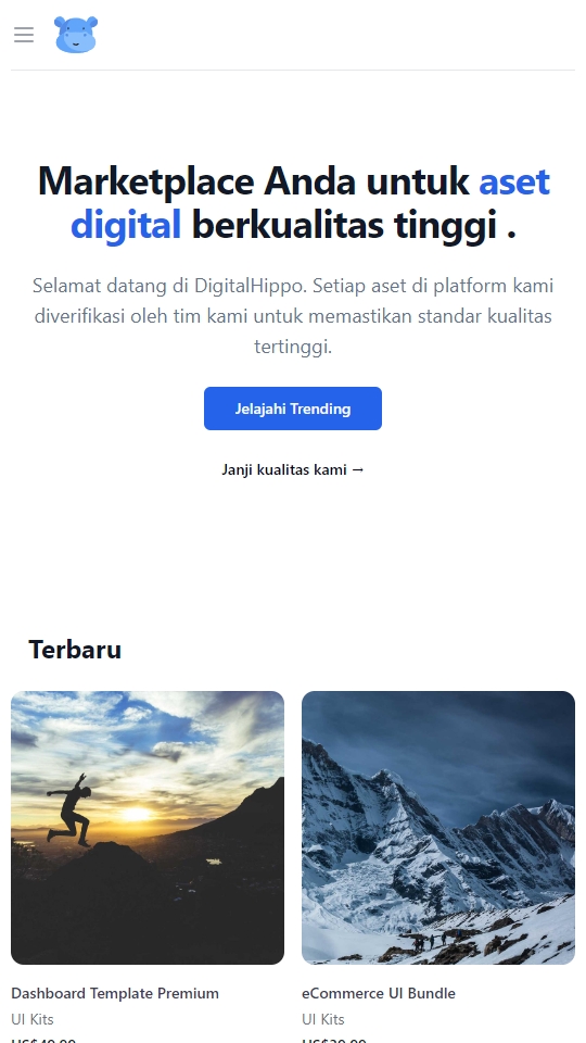 DigitalHippo Market Mobile View