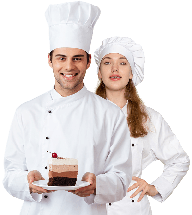 Pastry team creating cakes