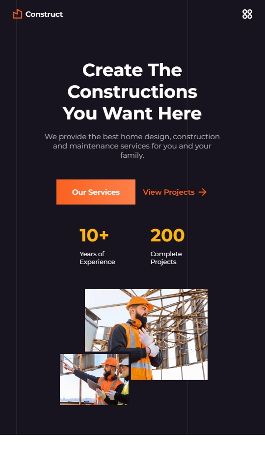 Buildora Construction Mobile View