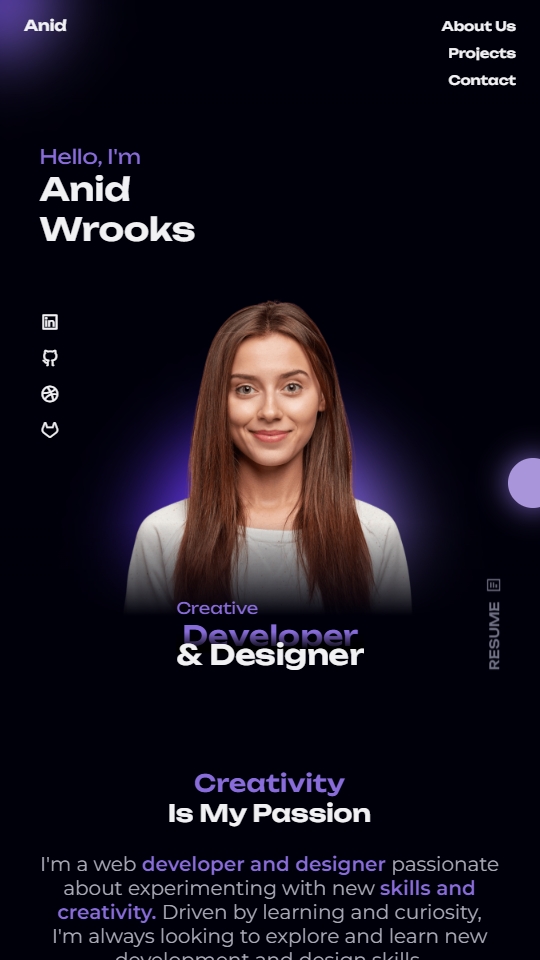 Anid Creative Works Mobile View