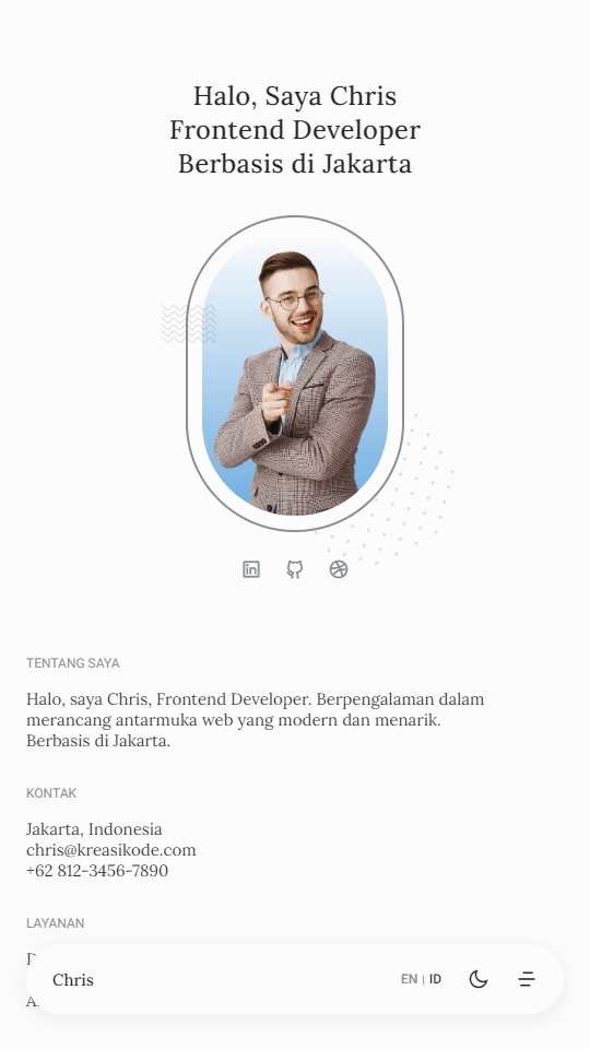 Chris Developer Portfolio Mobile View